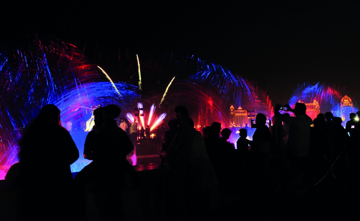 Visitors enjoy the fireworks at Katara as part of Eid Al Fitr celebrations. Pic: Baher Amin / The Peninsula 