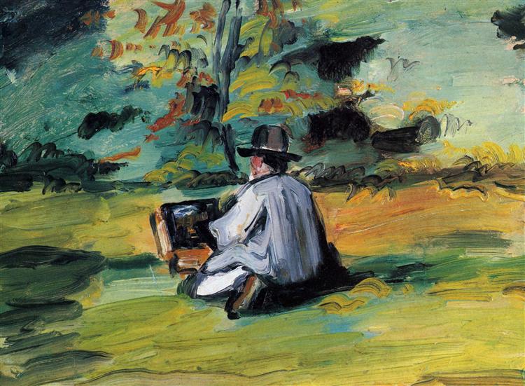 An Impressionistic oil on canvas painting called A Painter at Work by Paul Cezanne dated 1875 used here for representation purpose