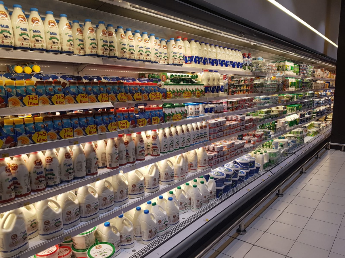 A local supermarket shelf stocked with milk products. Photo: Abdul Basit
