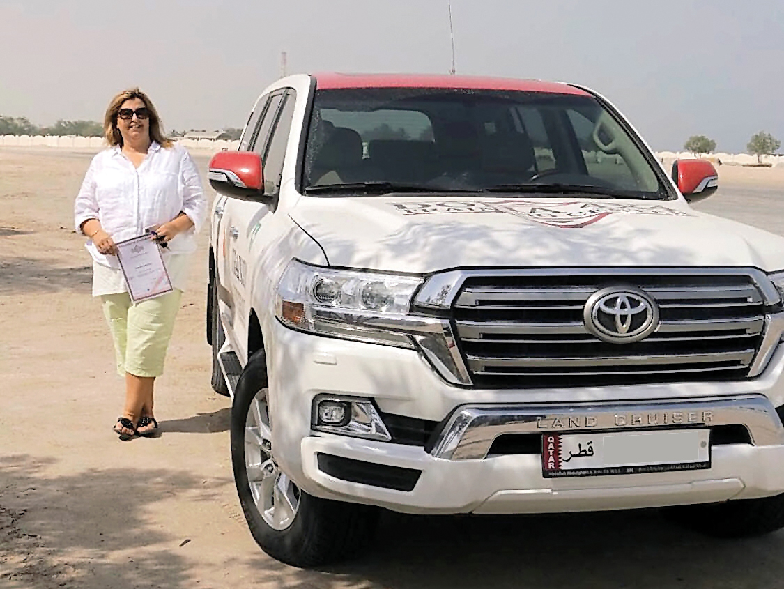 Dune bashing driver Jo Sullivan. 