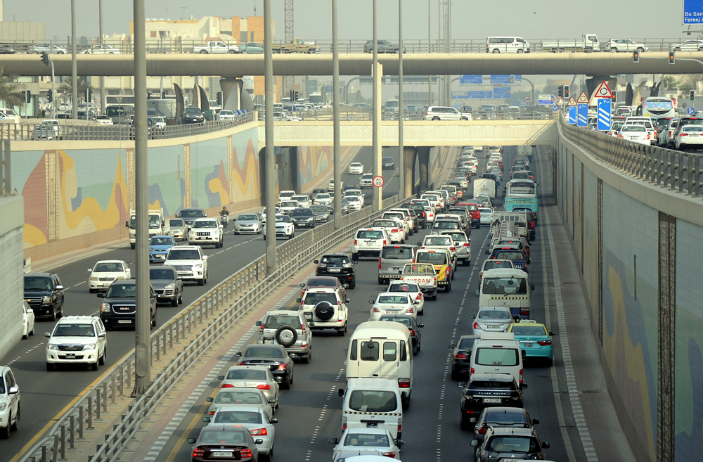 FILE PHOTO: Traffic jam on Doha express way. Abdul Basit | © The Peninsula