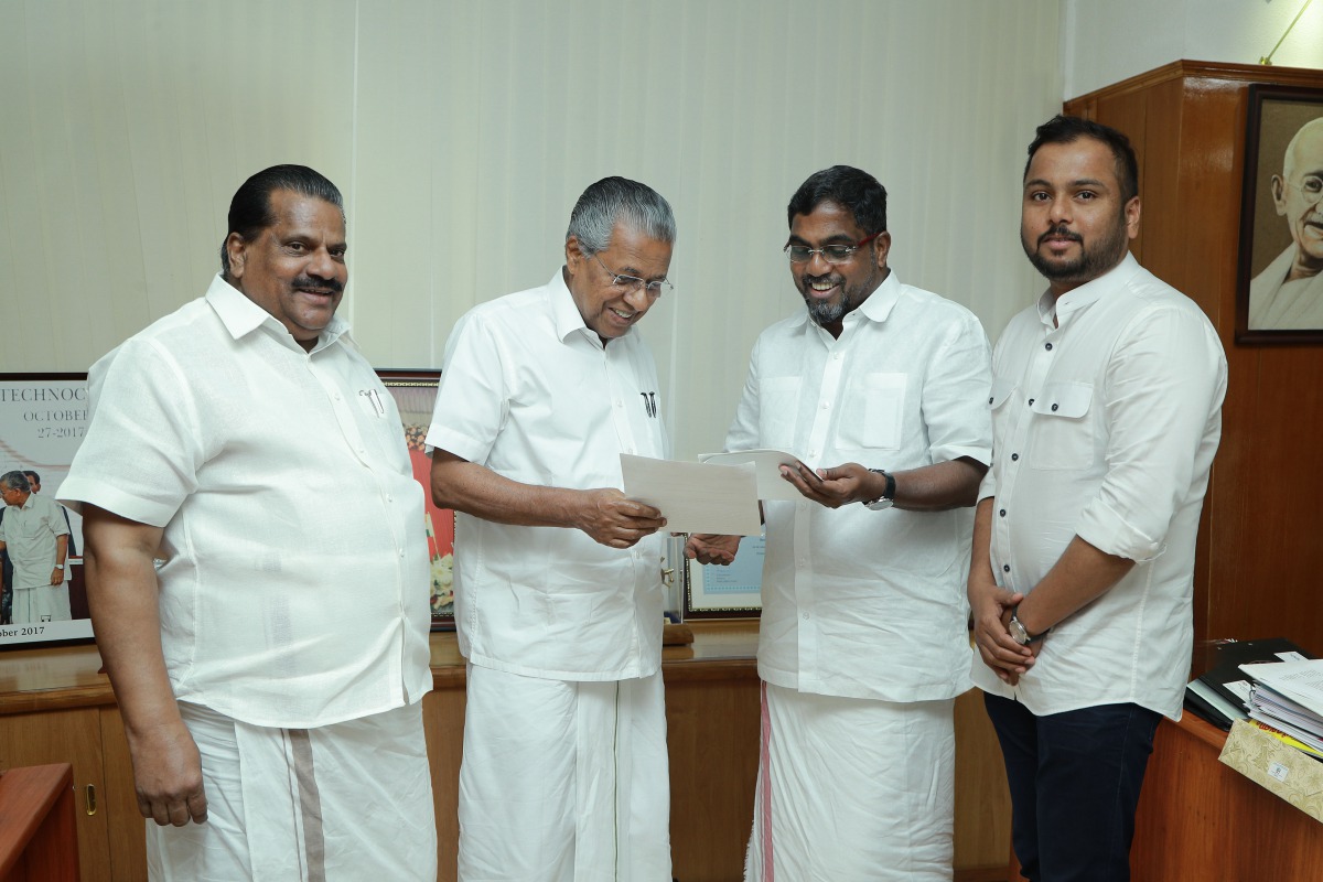 MP Ahammed, Chairman of Malabar Group handing over a cheque yesterday.