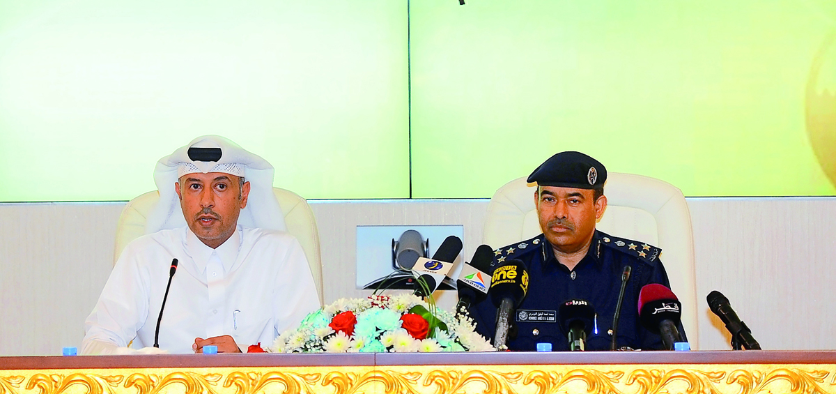 Minister of Administrative Development, Labour and Social Affairs H E Dr Issa bin Saad Al Jafali Al Nuaimi and Brigadier Mohamed Ahmed Al Ateeq, Director of the General Directorate of Passports at the Ministry of Interior at a joint press conference to ex