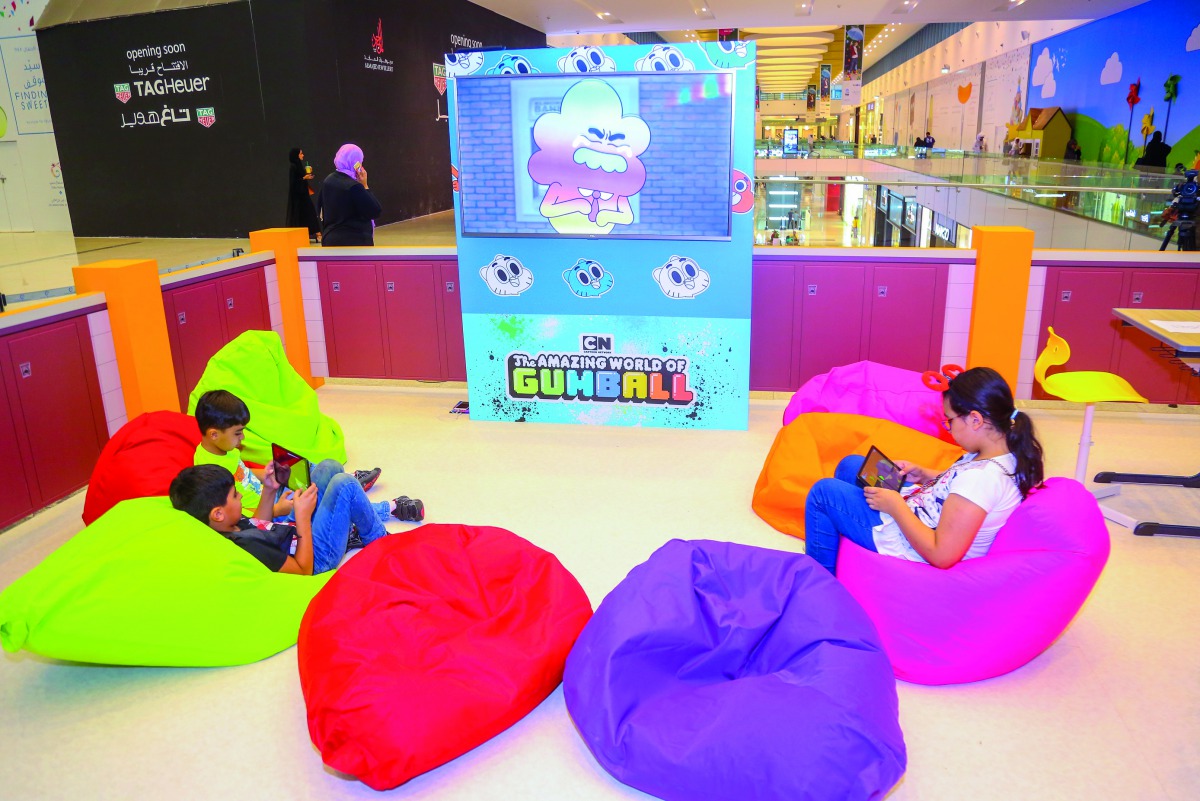 The children playing at the Gumball at Doha Festival City.