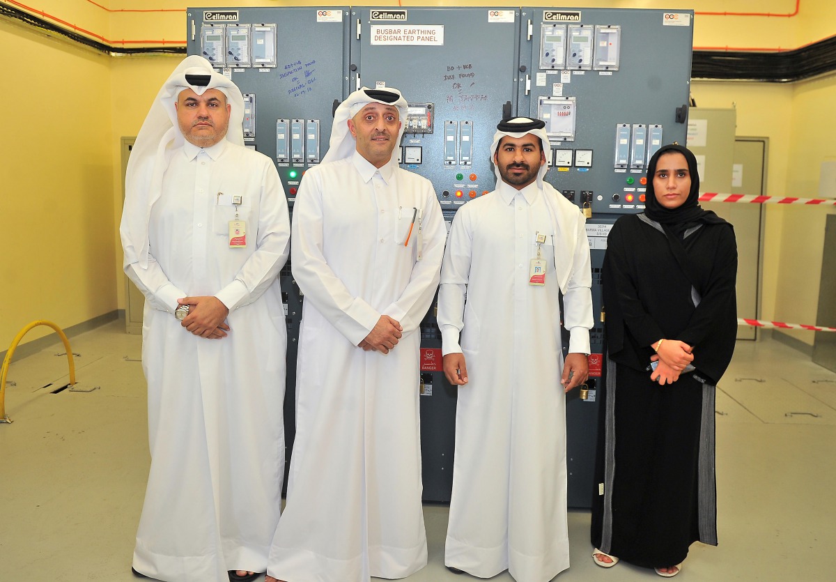 Mee Al Nasr (right), First Engineer, Electrical Networks Analysis, with other Kahramaa officials during the inauguration of the first remotely operated power substation at Barwa Village in Al Wakra, yesterday. Pic: Baher Amin / The Peninsula