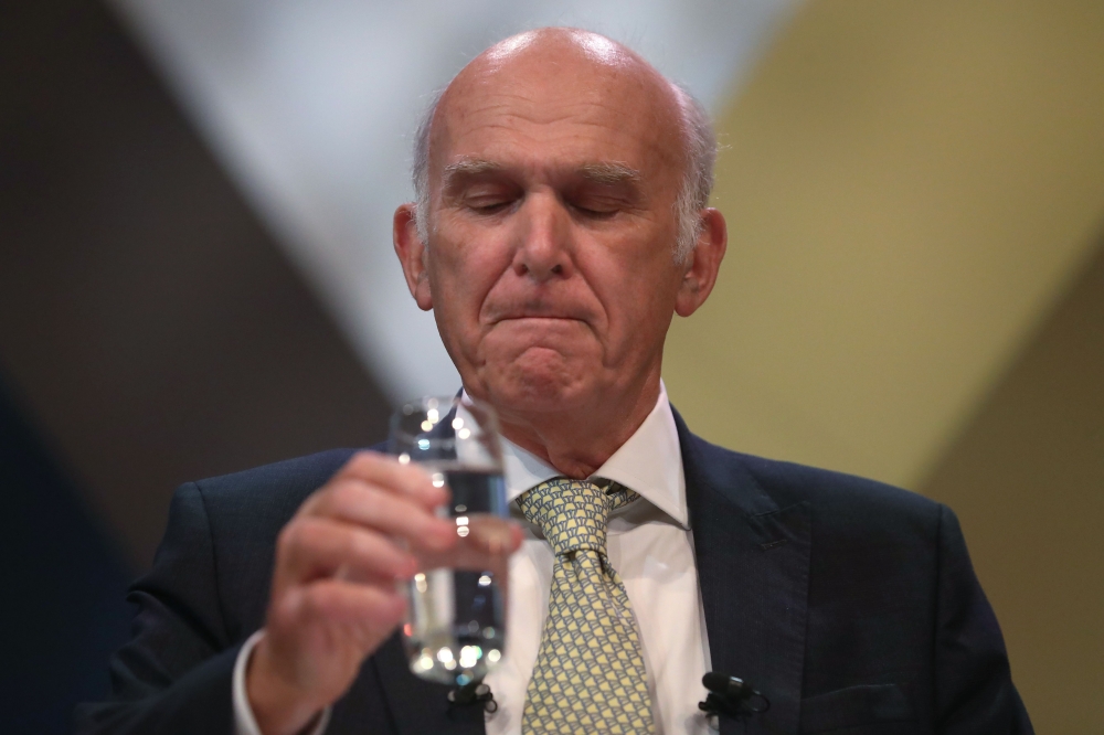 Britain's leader of the Liberal Democrats, Vince Cable delivers his Keynote Speech at the party's annual conference in Brighton, southern England, on September 18, 2018. AFP / Daniel Leal-Olivas 