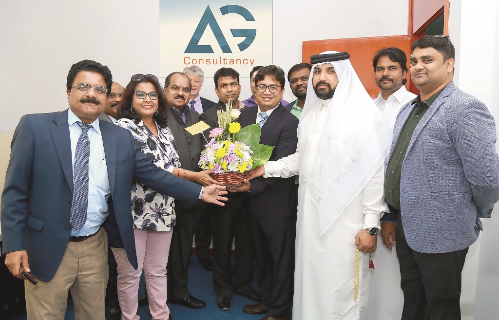 The officials of AG Consultancy WLL and other recourse persons during the inauguration of its office in Qatar. 