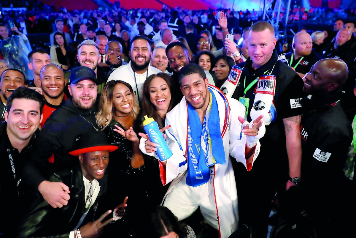 Anthony Joshua celebrates his win against Alexander Povetkin. (Action Images via Reuters/Andrew Couldridge) 
