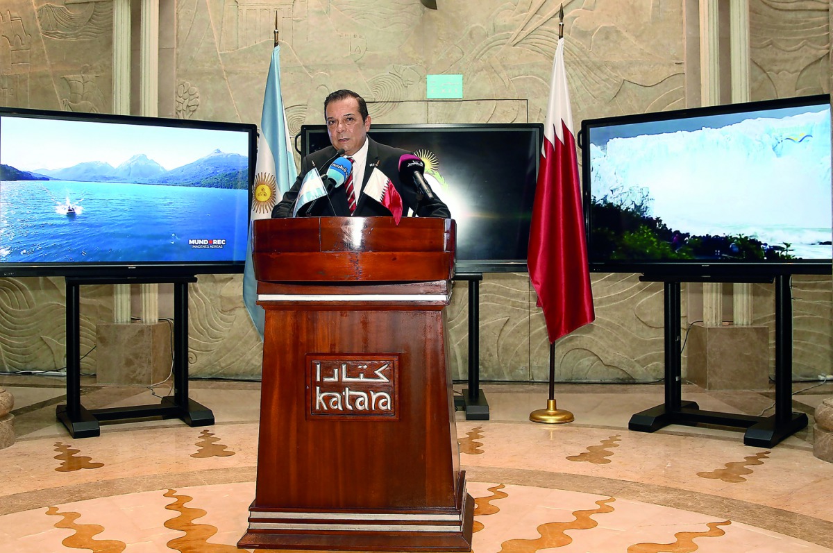 Carlos Alberto Hernandez, the Ambassador of Argentina to the State of Qatar, addressing a press conference  at Katara yesterday.  Pic: Qassim Rahmatullah / The Peninsula