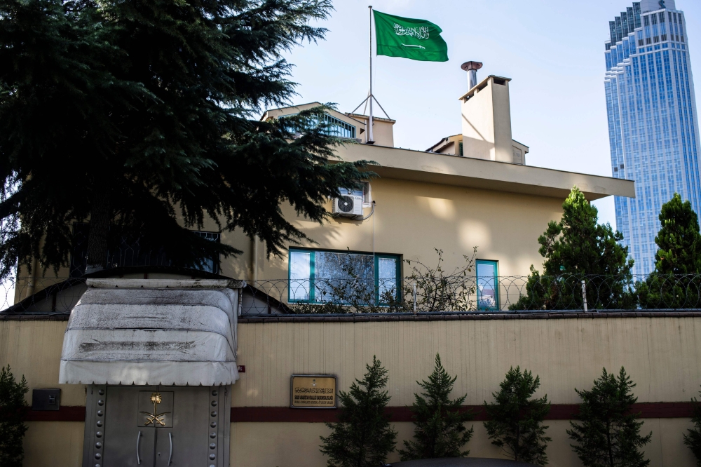 A general view of the Saudi Arabian consulate in Istanbul on October 7, 2018. AFP / Yasin AKGUL