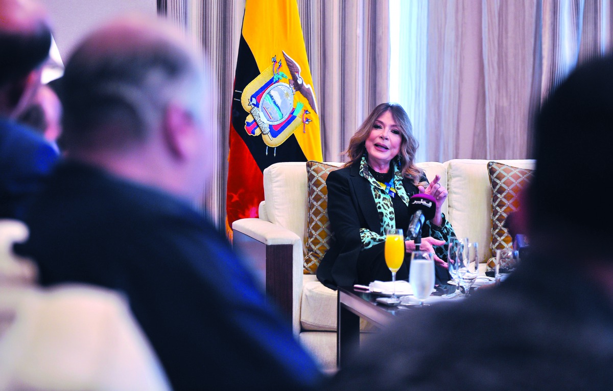 Ivonne A-Baki, the Ambassador of Ecuador to Qatar, during a press conference held at her official residence yesterday. Pic: Baher Amin / The Peninsula