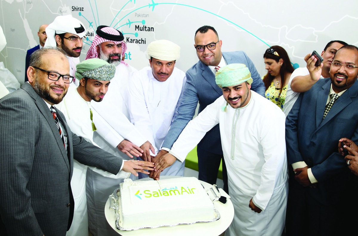 Najib bin Yahya Al Balushi, Ambassador of Oman to the State of Qatar; Rehan Ali Syed, Country Head of Najm Travel; Hashim A Al Mustafawi Al Hashemi, Board Member Najm Travel, and Mazin Ahmed Al Salmani, Commercial Director of SalamAir, along with other of