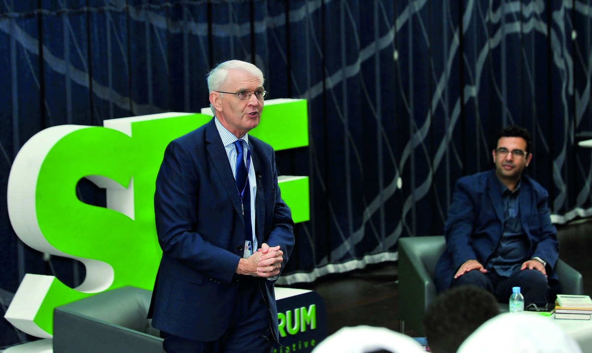 Dr Richard O’Kennedy (left) and Dr Issam Heggy during the event, yesterday.  Pic: Salim Matramkot/The Peninsula