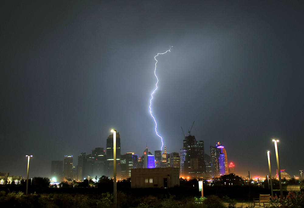 (FILE PHOTO): Lighting over Doha skyline. October 15, 2018. Salim Matramkot/The Peninsula