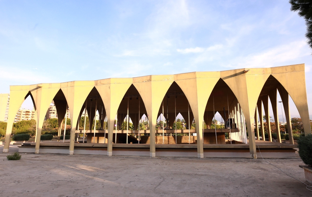 A view of an arched structure in the grounds of the Tripoli International Fair, close to the seafront of the northern Lebanese port city. AFP / ANWAR AMRO