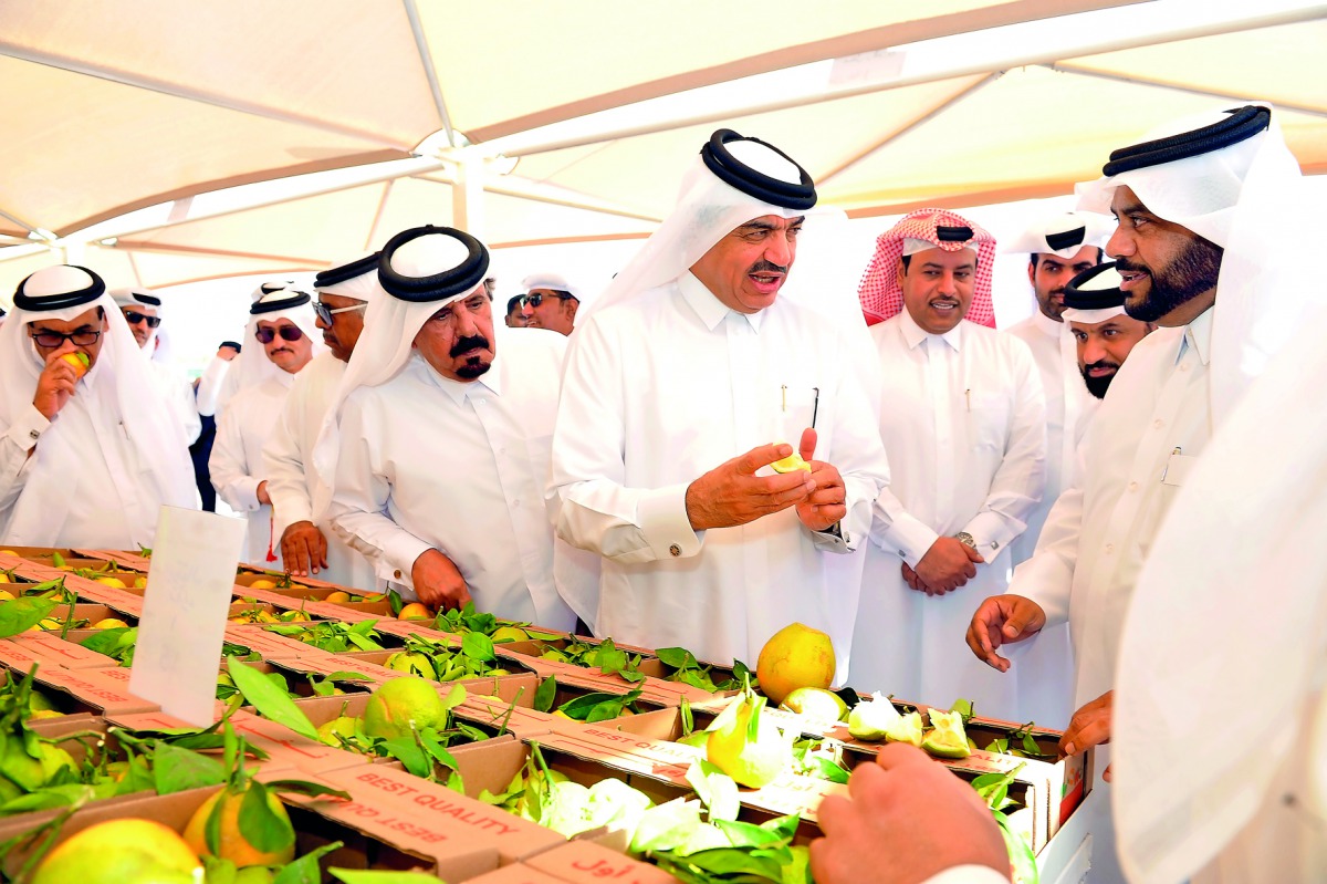 Minister of Municipality and Environment H E Mohamed bin Abdullah Al Rumaihi touring the winter market after inaugurating the Al Shamal Yard, yesterday. Pic: Salim Matramkot/The Peninsula