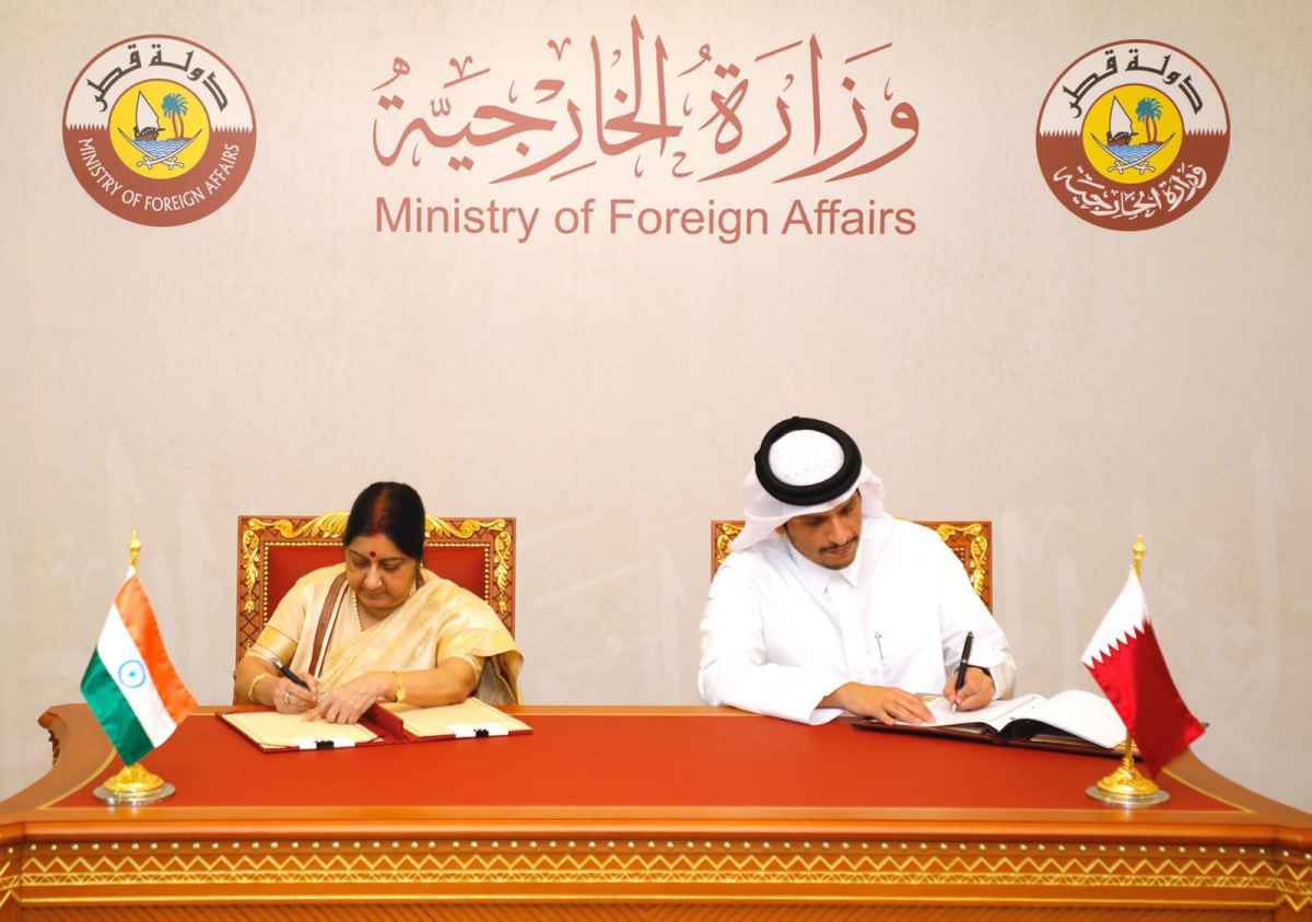 Deputy Prime Minister and Minister of Foreign Affairs H E Sheikh Mohamed bin Abdulrahman Al Thani met yesterday with External Affairs Minister of India Sushma Swaraj. 