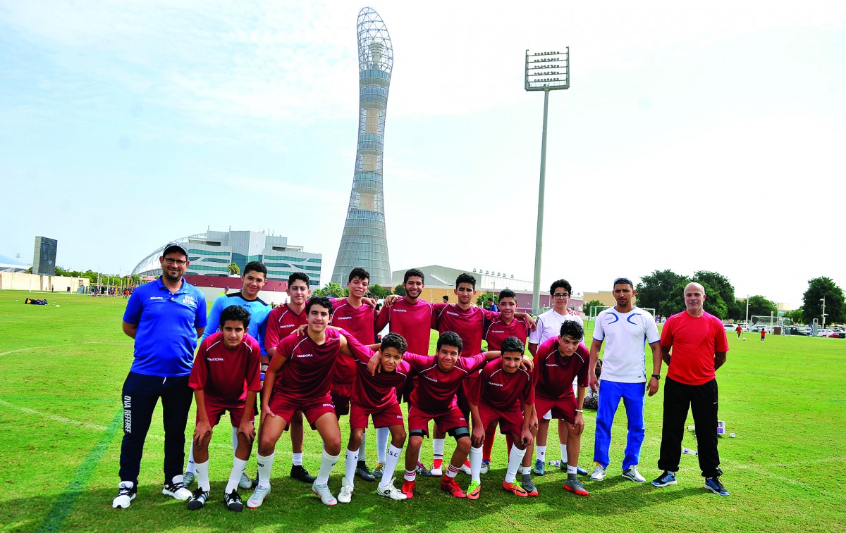 Tunisian community football team during the under-16 match at Aspire Park. Pic: Baher Amin / The Peninsula
