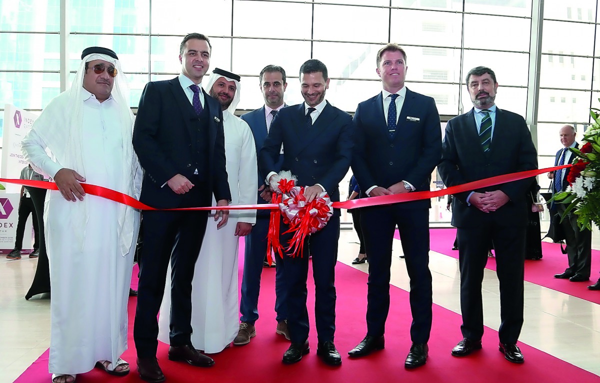 Pasquale Salzano (third right), Italian Ambassador, opens INDEX Qatar-2018 exhibition at Doha Exhibition and Convention Center yesterday. 