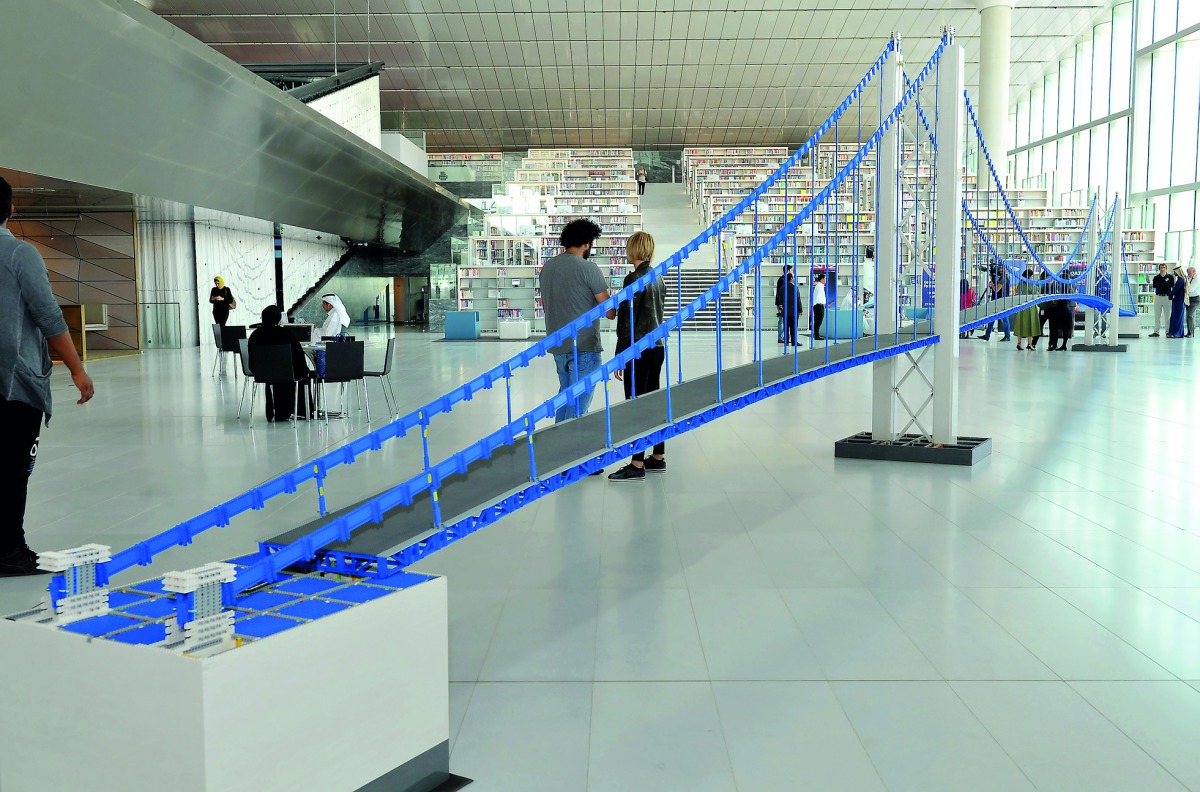 The world’s longest LEGO Bridge is displayed at the Qatar National Library in Doha. Pic: Salim Matramkot / The Peninsula