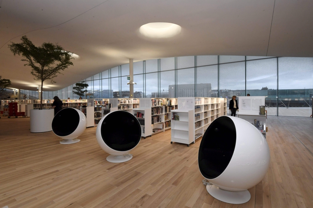 A room of Helsinki's new Central Library Oodi is seen during a preview on November 30, 2018 in Helsinki, Finland. Finland OUT / AFP / Lehtikuva / Markku Ulander