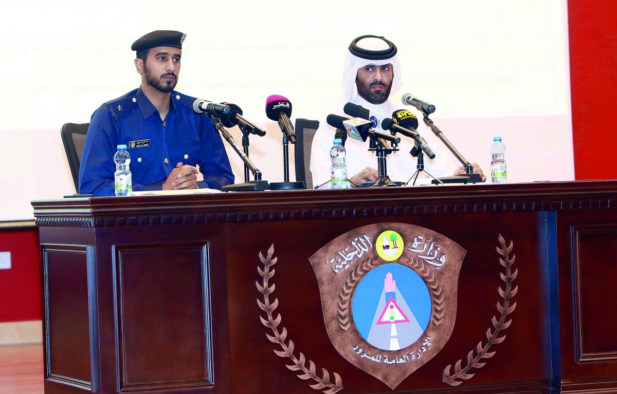 First Lieutenant Abdul Hadi Al Dosari (right), the Vice-President of Security Committee for Associated Activities of Qatar National Day Celebrations 2018, and Lt Hamad Ali Al Jahweel, the Officer of the Public Relations Department at the Ministry of Inter