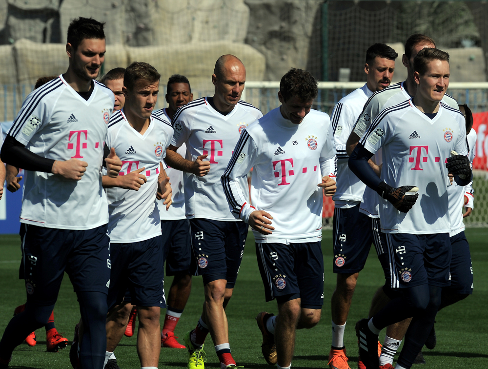 FILE PHOTO: FC Bayern Munich training at the Aspire in Doha. January 3, 2018. Salim Matramkot © The Peninsula