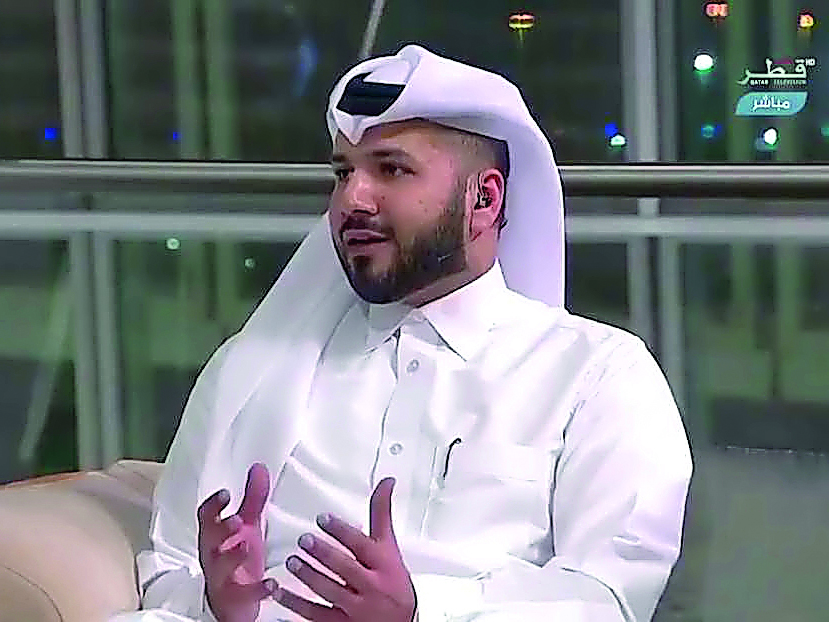 A TV grab of Hamad Salim Mejegheer, Manager of Marketing and Communications, from his interview with Qatar TV.