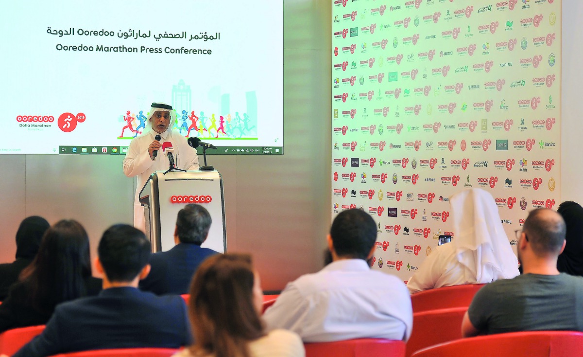 Yousuf Abdulla Al Kubaisi, Chief Operating Officer at Ooredoo, addressing a press conference held at Ooredoo Tower, yesterday. Pic: Baher Amin / The Peninsula