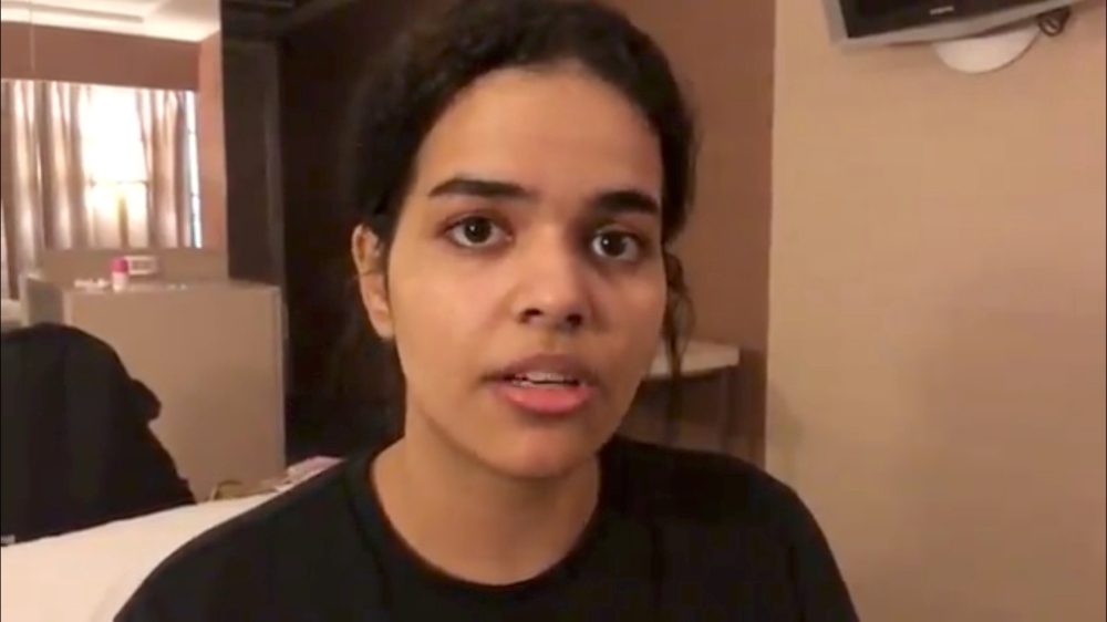 Rahaf Mohammed al-Qunun, a Saudi woman who claims to be fleeing her country and family, is seen in Bangkok, Thailand January 7, 2019 in this still image taken from a video obtained from social media. Twitter/@rahaf84427714/via Reuters