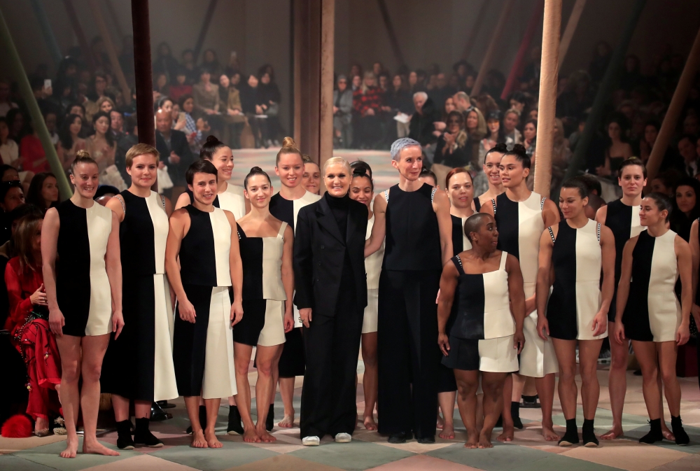 Designer Maria Grazia Chiuri appears at the end of her Haute Couture Spring-Summer 2019 collection show for fashion house Dior in Paris, France, January 21, 2019. REUTERS/Gonzalo Fuentes