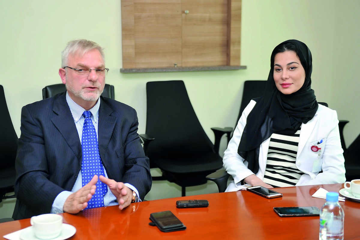 Prof Dr Martin Steinhoff and Dr Sara Saleh Al Khawaga duirng the press conference held yesterday. Pic: Abdul Basit / The Peninsula