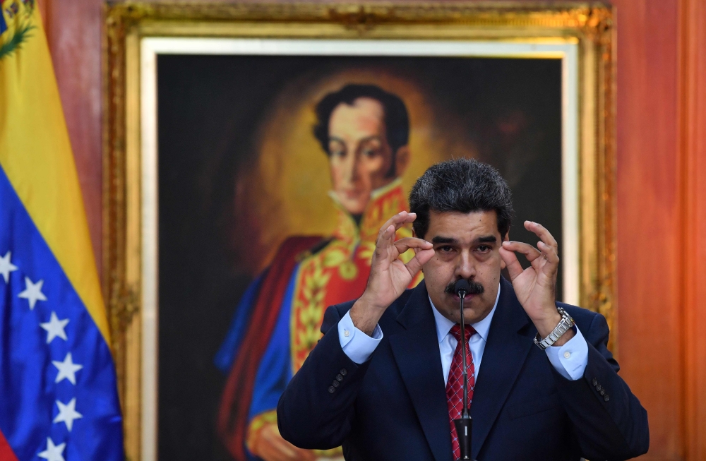 Venezuelan President Nicolas Maduro offers a press conference in Caracas, on January 25, 2019. AFP / Yuri Cortez 