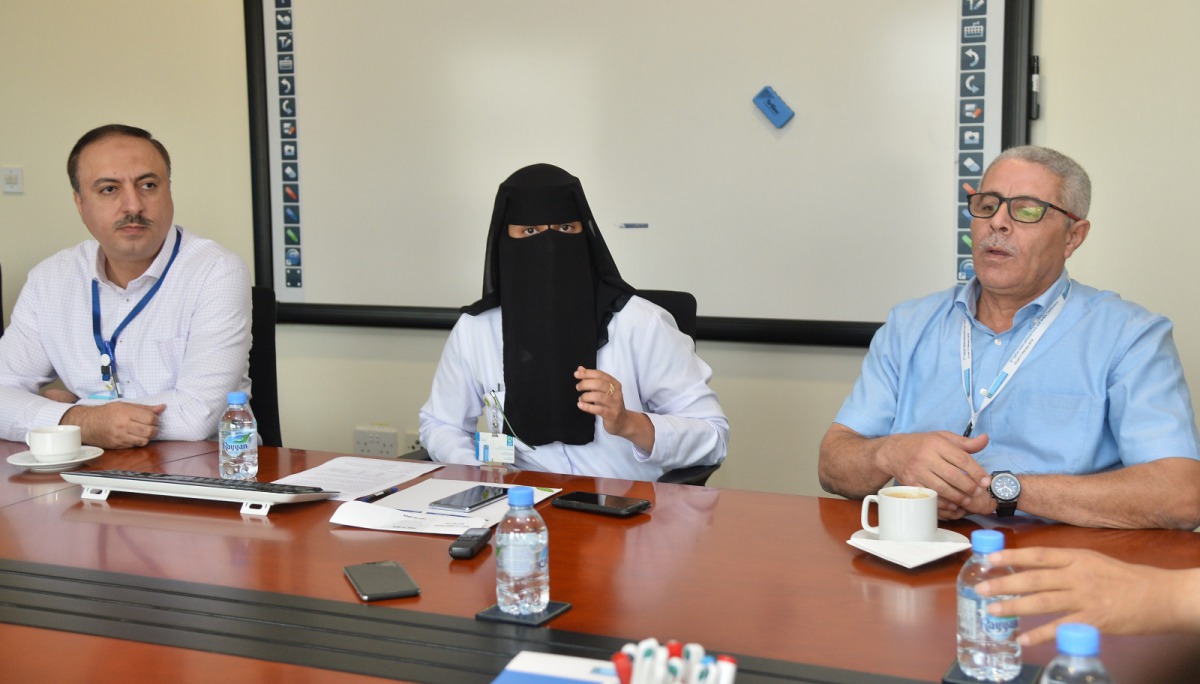 Dr Noora Al Mudahka (centre), Head of  Physiotherapy Department at HMC, speaking to media with other officials. 