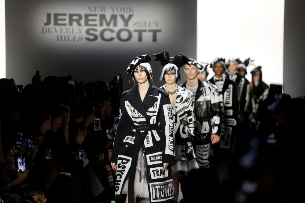 Models present a creation from the Jeremy Scott collection during New York Fashion Week in New York, U.S., February 8, 2019. REUTERS/Gaia Squarci