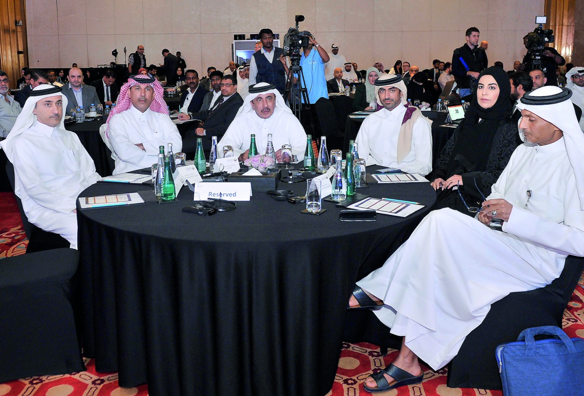 Minister of Transport and Communications H E Jassim bin Saif Al Sulaiti with other officials, during an event on National Information Security Accreditation & Certification held yesterday. 
Pic: Baher Amin / The Peninsula