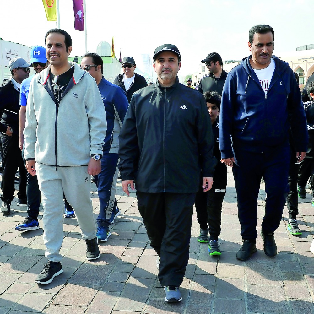 The Minister of Municipality and Environment, H E Abdulla bin Abdulaziz bin Turki Al Subaie, at the Qatar National Sport Day activities at Katara. PicS: Salim Matramkot/The Peninsula