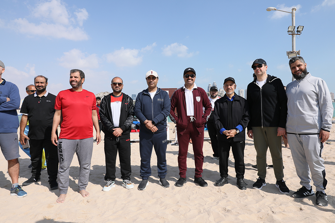 H E Dr Mohammed bin Saleh Al Sada and President of Kahramaa Eng Essa bin Hilal Al Kuwari, alone with other Kahramaa officials at Katara to mark the National Sport Day yesterday.