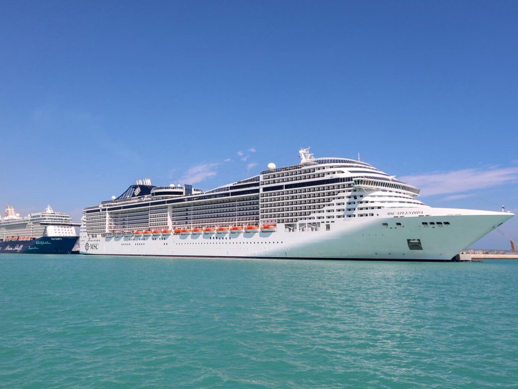 Cruise Ships Mein Schiff 4 and MSC Splendida, carrying 8,300 visitors, at Doha Port recently.