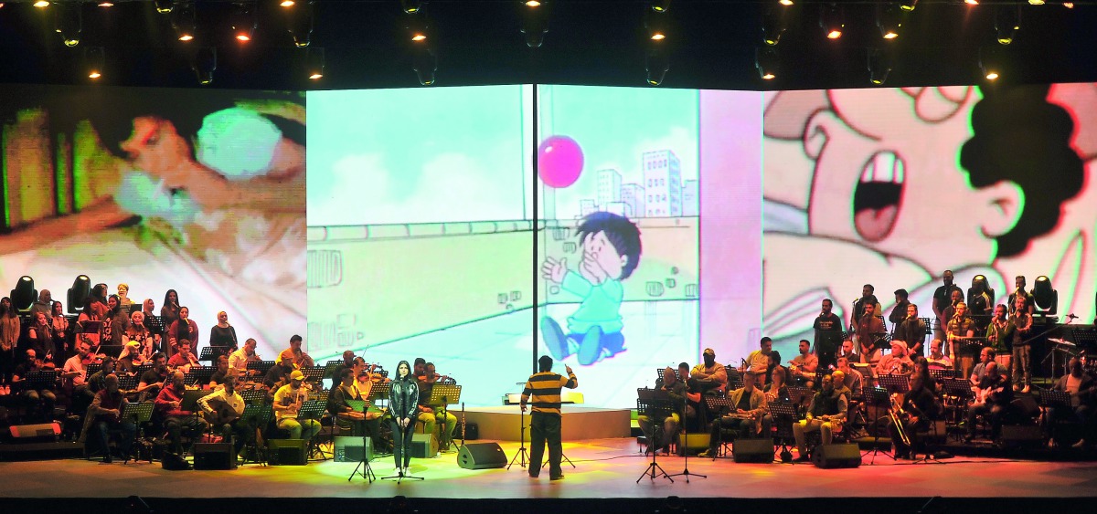 A rehearsal of ‘1980s Show’ in progress at QNCC. Pic: Abdul Basit / The Peninsula