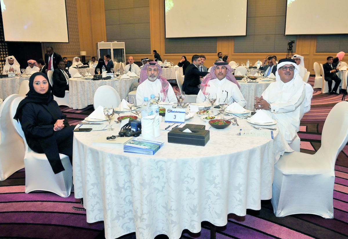 Abdul Latif bin Abdullah Al Mahmoud (second left), CEO of Dar Al Sharq Group, with other officials, during a press conference on the Silk Road Exhibition.  Pic: Baher Amin / The Peninsula