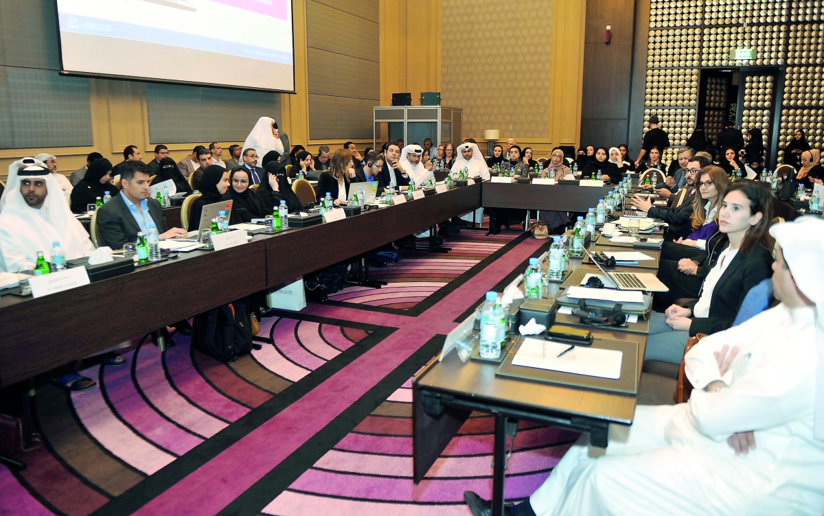 Experts participating in the consultation forum on media and information literacy held yesterday at Rotana City Centre Hotel Doha. 