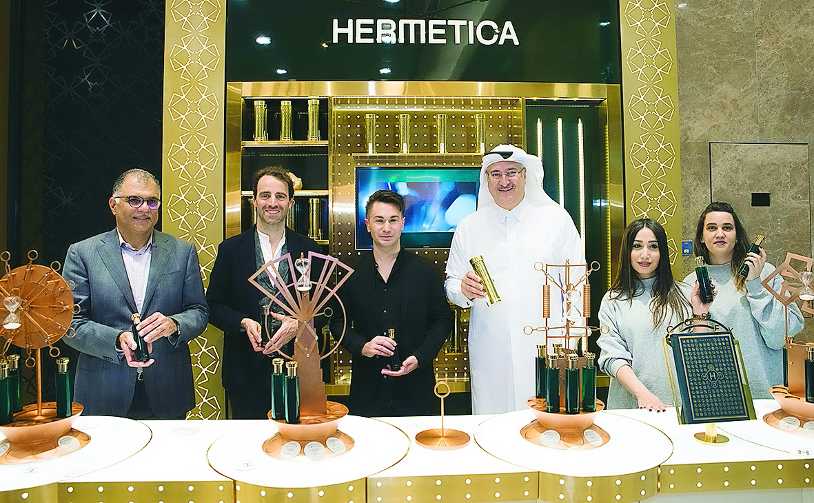 Officials during the launch of Hermetica perfume collection at Secret Notes Boutique in Doha Festival City.