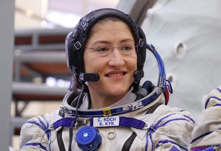 Christina Koch of the US, a crew member of the International Space Station (ISS), attends the final qualification training for their upcoming space mission in Star City near Moscow, Russia February 20, 2019. Reuters/Maxim Shemetov