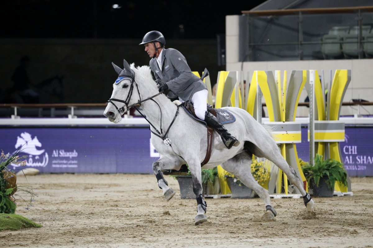 German rider Ludger Beerbaum in action astride Chiara during the feature event of the second day of the CHI Al Shaqab in Doha, yesterday. 