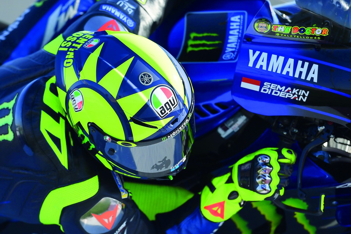 Yamaha MotoGP’s Valentino Rossi of Italy competes in the practice session at Losail International Circuit yesterday, ahead of the season’s start at Qatar MotoGP Grand Prix.