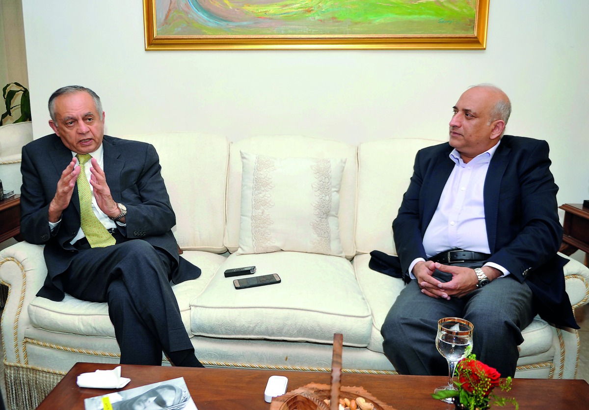 Haroon Sharif (right), Minister of State and Chairman of Pakistan’s Board of Investment; and Abdul Razak Dawood, Advisor to the Prime Minister of Pakistan on Commerce, Textile, Industries and Production and Investment, during the interview at Pakistan Amb