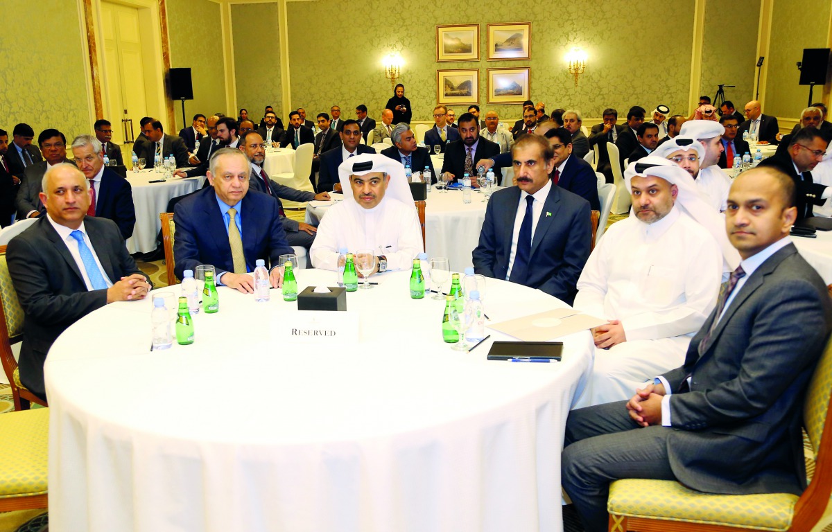 Minister of Commerce and Industry H E Ali bin Ahmed Al Kuwari with Abdul Razak Dawood (second left), Adviser to the Prime Minister of Pakistan, along with other dignitaries at the event. Pic: Abdul Basit / The Peninsula