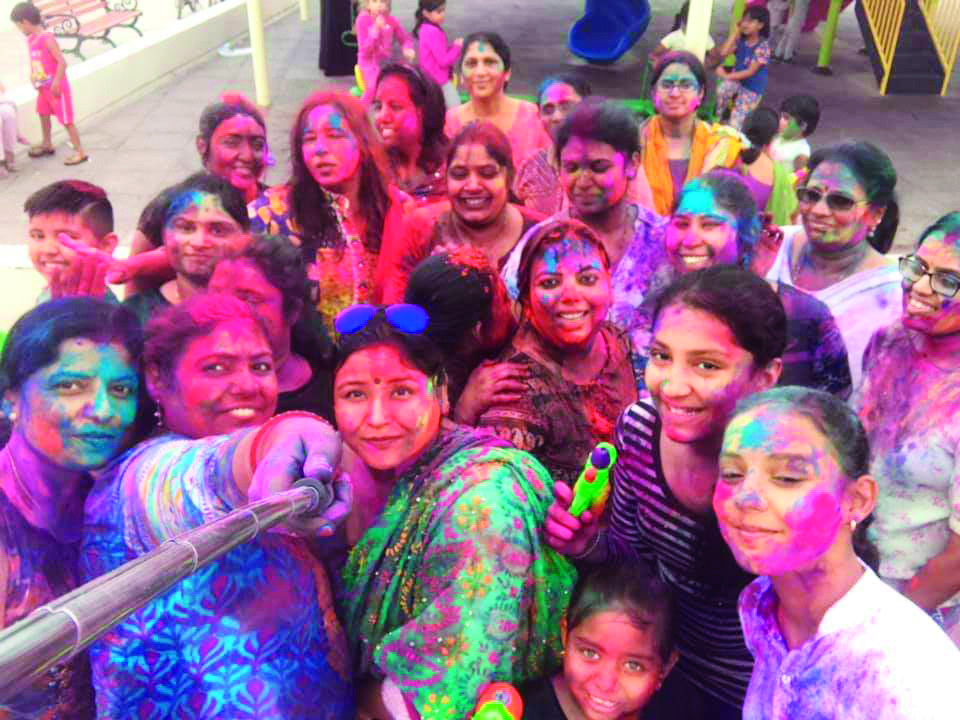 Residents of Ezdan village 4 celebrating Holi.