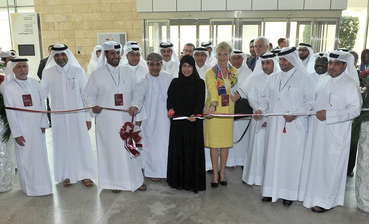 The Minister of Public Health, H E Dr Hanan Mohamed Al Kuwari, inaugurates QMED 2019 in the presence of officials and diplomats at QNCC, yesterday.  pic: Baher Amin / The Peninsula